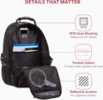 SwissGear 1900 ScanSmart 17” Laptop Backpack Black/Black – Reflective Tech Backp... - Image 3