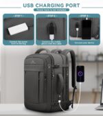 Travel Backpack, 50L Expandable Extra Large Laptop Backpack, Carry On Backpack W... - Image 4