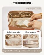 EACHY Travel Makeup Bag, Large Capacity Cosmetic Bag for Women, Waterproof PU Le... - Image 4