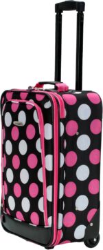 Rockland Fashion Softside Upright Luggage Set,Expandable, Multi/Pink Dot, 2-Piec... - Image 3