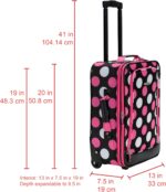 Rockland Fashion Softside Upright Luggage Set,Expandable, Multi/Pink Dot, 2-Piec... - Image 4