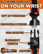 Atomic Bear Paracord Bracelet (2 Pack) - Adjustable - Fire Starter - Loud Whistl... - Image 3