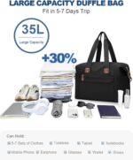 Travel Duffle Bag, Waterproof Weekender Overnight Hospital Bags for Women Men wi... - Image 5