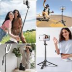 Selfie Stick Travel Tripod for Cell Phone with Remote Control and Phone Holder, ... - Image 6