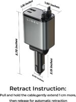 LISEN Retractable Car Charger, for Gifts for Him Her, Cars Adapter USB C Fast Ch... - Image 6