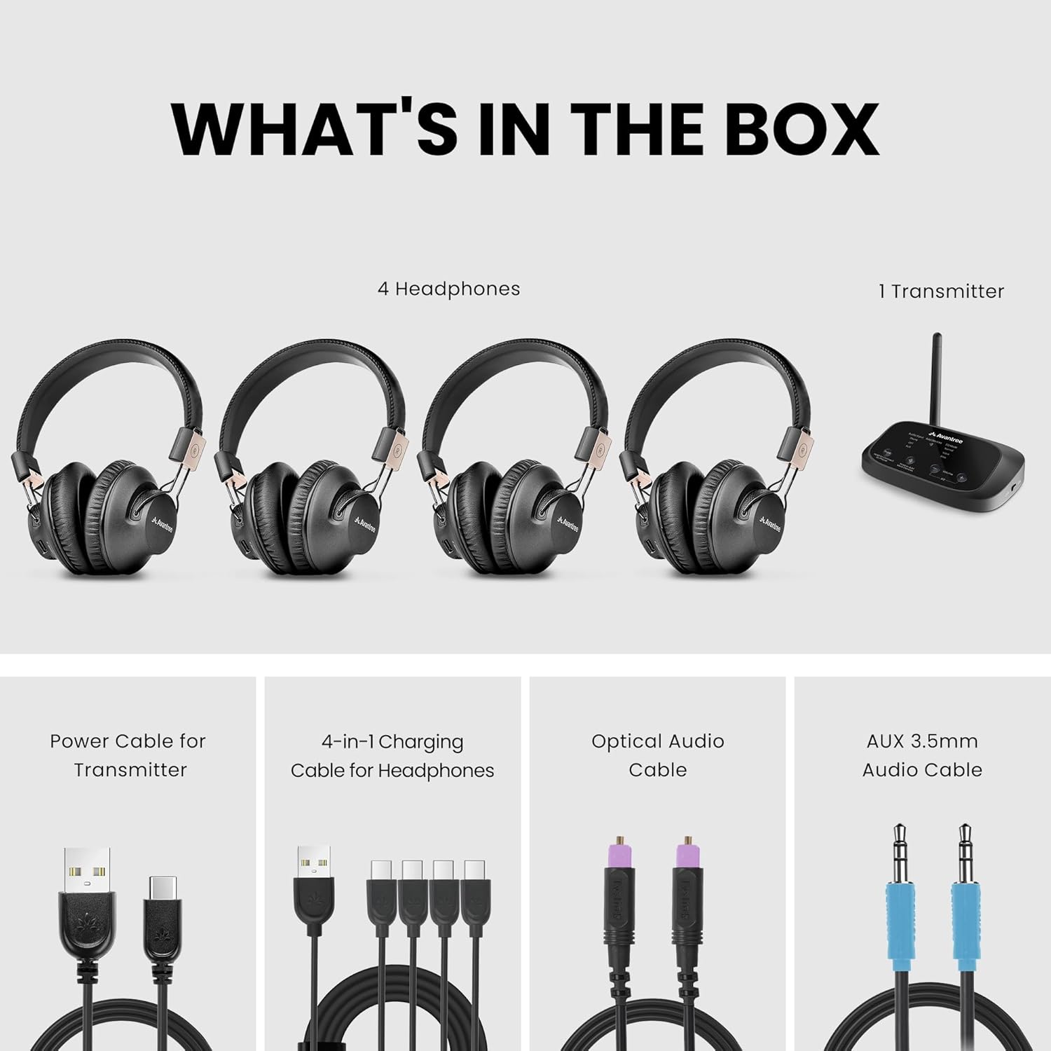 Avantree Quartet 2 - Wireless Group Listening Headphones & Transmitter for TV, C... - Image 8