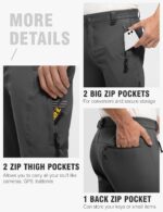 TBMPOY Men's Lightweight Hiking Pants with Belt 5 Zip Pockets Waterproof Quick-D... - Image 6