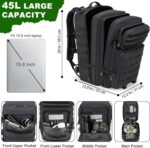 Tactical Backpack 45L Army Military Rucksack, Water Resistant MOLLE EDC Pack, La... - Image 3