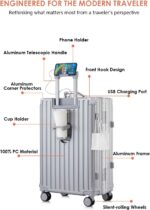 HotWay PC Hard Shell Carry On Luggage with Aluminum Frame, Suitcase with Cup Hol... - Image 4