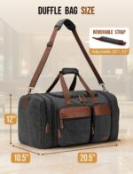 Canvas Duffle Bag for Travel 50L Expandable Travel Duffel Bags for Men Women Ove... - Image 3