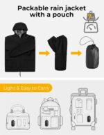 COOFANDY Mens Packable Rain Jacket Lightweight Waterproof Raincoat with Hood Out... - Image 4