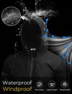 COOFANDY Mens Packable Rain Jacket Lightweight Waterproof Raincoat with Hood Out... - Image 5