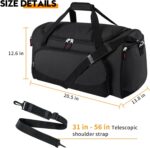 Gym Bag for Men - 55L Black Durable Large Duffle Bag for Travel, Workout, Fitnes... - Image 5