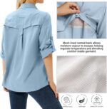 Women's UPF 50 Long Sleeve Sun Protection Shirts Safari Fishing Hiking - Image 3