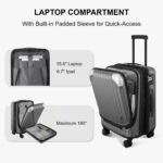 LEVEL8 Grace Carry on Luggage, 20 Inch Expandable Hard Shell Suitcase with Wheel... - Image 4