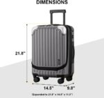 LEVEL8 Grace Carry on Luggage, 20 Inch Expandable Hard Shell Suitcase with Wheel... - Image 6