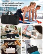 Large Duffle Bag for Women & Men, 40L Foldable Weekender Bag with Shoe Compartme... - Image 5