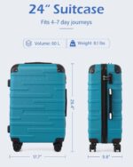 Coolife Hardside Checked Luggage with TSA Lock, Spinner Wheels, Telescopic Handl... - Image 9