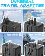 Universal Travel Adapter, 6.0A 30W 5 USB C/A Ports + 2500W AC Outlets, Internati... - Image 4