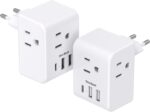 2 Pack European Travel Plug Adapter, International Power Plug Adapter with 3 Out... - Image 2