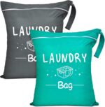 2 Pcs Large Travel Laundry Bags - Waterproof Wet/Dry, Washable, Drawstring, Bath... - Image 2