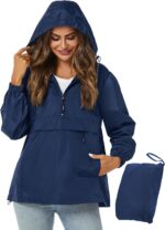 Avoogue Womens Rain Jacket with Hood,Pullover,Packable,Lightweight,Windbreaker,W... - Image 2