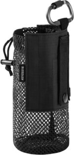 BASSDASH Tactical Molle Water Bottle Pouch with Carabiner Foldable Mesh Holder B... - Image 2