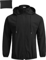 COOFANDY Men's Light Rain Jacket with Hood Packable Waterproof Raincoat Golf Rai... - Image 2