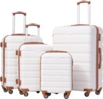 Coolife Luggage Suitcase Spinner Hardshell Lightweight TSA Lock (apricot white, ... - Image 2