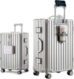 HotWay PC Hard Shell Carry On Luggage with Aluminum Frame, Suitcase with Cup Hol... - Image 2