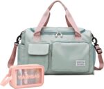 Small Gym Bag for Women, Travel Duffle Bag Carry On Weekender Bag with Shoe Comp... - Image 2