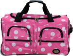 Rockland Rolling Duffel Bag, Pink Dot, 22" - Image 3