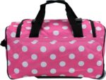 Rockland Rolling Duffel Bag, Pink Dot, 22" - Image 5