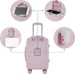 French Connection St. Martin Carry-On Luggage with Cup Holder/USB Ports, Pink A ... - Image 3
