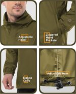Outdoor Ventures Men's Rain Jacket Waterproof Lightweight Packable Rain Pullover... - Image 5