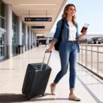 21 Inch Carry On Luggage, ABS Hardside Suitcase with Spinner Wheels, Airline-App... - Image 3