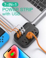 Travel Essentials - Mifaso Power Strip with USB, Compact Flat Plug Extension Cor... - Image 3