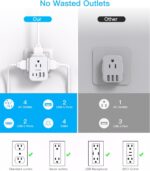 Travel Cruise Ship Essentials, Multi Plug Wall Outlet Extender with 4 Outlets 4 ... - Image 6