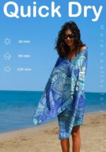 Thin Lightweight Microfiber Beach Towel Sand Free Quick Dry Absorbent Compact To... - Image 7