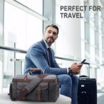 Duffle Bag for Men Waterproof Genuine Leather Canvas Travel Duffel Bags for Wome... - Image 6