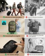 Fanwoli Rolling Vacuum Backpack Travel with One-Button Compression, 55L Expandab... - Image 4
