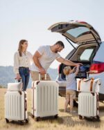 Luggage Sets 5 Piece, Hardside Suitcase with Wheels, TSA Approved, White Brown - Image 3