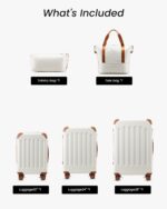 Luggage Sets 5 Piece, Hardside Suitcase with Wheels, TSA Approved, White Brown - Image 10