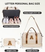 Initial Duffle Bag, Personalized Weekender Bag with Shoulder Strap, Monogram Ove... - Image 3