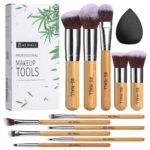 BS-MALL Makeup Brush Set 11Pcs Bamboo Synthetic Kabuki Brush Set Foundation Powd... - Image 2