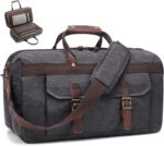 Duffle Bag for Men Waterproof Genuine Leather Canvas Travel Duffel Bags for Wome... - Image 2