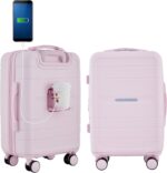 French Connection St. Martin Carry-On Luggage with Cup Holder/USB Ports, Pink A ... - Image 2