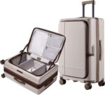 NINETYGO Medium Checked Luggage 25 Inch, Flat Top Opening Check In Luggage with ... - Image 2